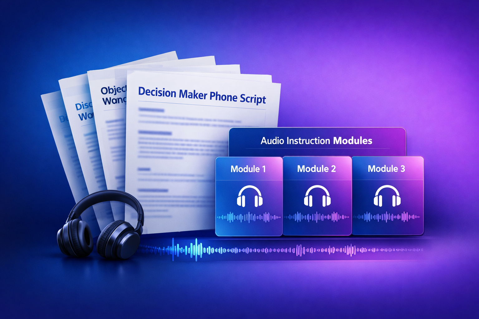 Agent Accelerator materials mockup: scripts, templates, and audio instruction (Master)